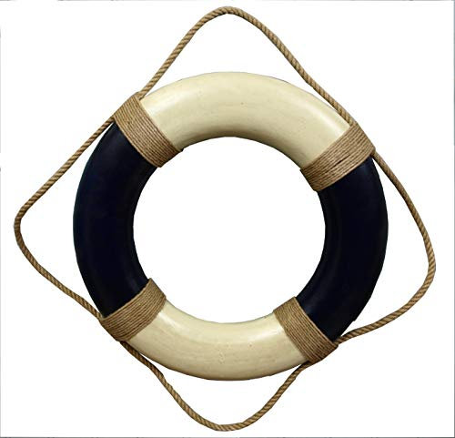 Deko Rettungsring 50 cm blau/beige im Antik-Look