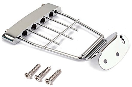 ULTNICE 4-saitige Gitarren-Trapeze-Saitenhalter verstellbarer Gitarrensaitenhalter Steg mit Schrauben für Archtop Jazz Bass Gitarre, 15 mm Abstand