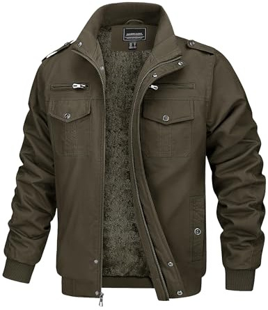 MAGCOMSEN Vinterjacka herr jacka varm fleecejacka herr övergångsjacka jacka arbetsjacka parkas pilotjacka utomhus, Armégrön, XL