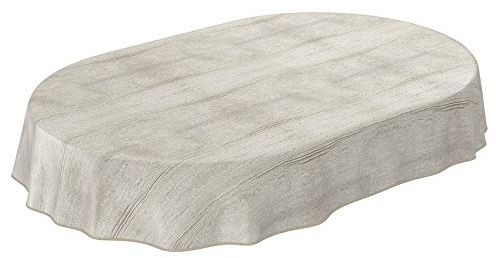 Abwaschbare Tischdecke Holz Braun – Oval mit Einfassung – Wachstuch mit Rand, pflegeleicht 180 x 140 cm (Oval)