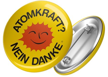Hellweg Druckerei Button Anstecker Atomkraft Nein Danke Atomstrom Strahlung Badge Geschenk Idee Abzeichen Pin