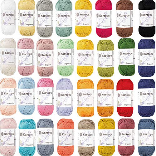 Kartopu Kartopu Color Pack 32 x 50g 1.600g Baumwollgarn Häkelgarn aus 100er Baumwolle zum Stricken und Häkeln, Öko-Tex zertifiziert