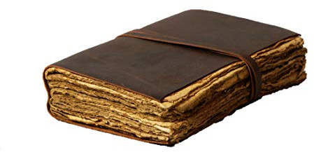 Craftezo Vintage läderdagbok – antik läderbunden journal skrivanteckningsbok skissbok – journal däckkant papper | gammal journal (7,5 x 5,5)