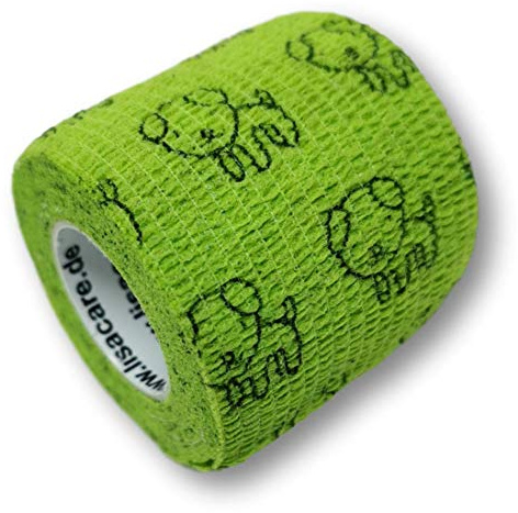 LisaCare Pflaster für Kinder - 12 Rollen 5cm breit | selbsthaftend, elastisch für Kinder - Riesige Farb- & Motivauswahl - Bandagen zum Trösten (Hund) - Kohäsive Bandage