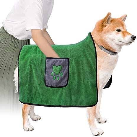 ETACCU Hundehandtuch, Haustier Handtuch extra saugfähig, absorbieren Feuchtigkeit schnell trocknender, weiche Mikrofaser Badezubehör - 70 x 100 cm trockene schnelle für Hunde Katzen (Grün)
