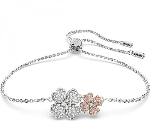 Swarovski Latisha Armband, Rhodiniertes Damenarmband mit Edlen Blumen-Motiven und Strahlenden Kristallen