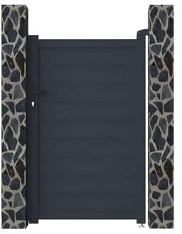 Vente-unique - Tür komplett anthrazit aus Aluminium Nazario - L100 x H158 cm