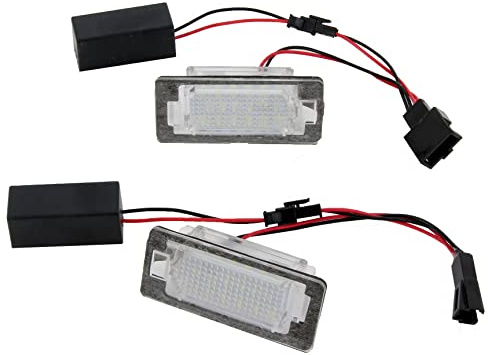 Recambo LED-registreringsskyltbelysning med E-godkännande | Plug & Play | CanBus felfri | SMD registreringsskyltbelysning kompatibel med VW Touareg 7P | CR | Touran 1T3 | 5T | varm vit