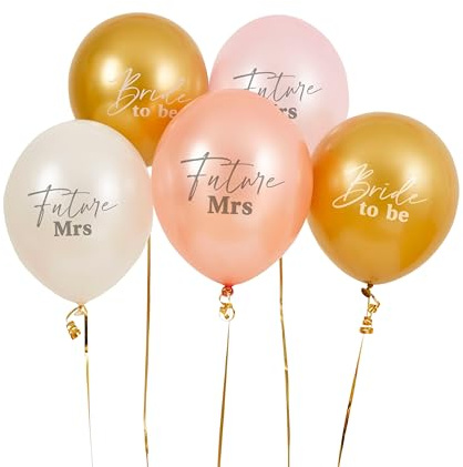 JGA Ballons Bride to be 10 Stück – Latexballons rosa weiß gold – Future Mrs Helium Ballons – Junggesellinnenabschied Deko – Team Braut Partyballons Set