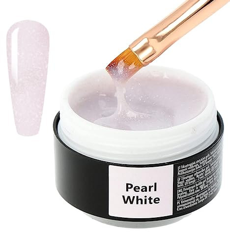 Sincero Salon Pearl White Builder Gel for Nails - Hard Gel Extension - Strengthener for Weak Nails - LED UV Builder - Repair - Use With Forms - Hardener Gel 15 ml