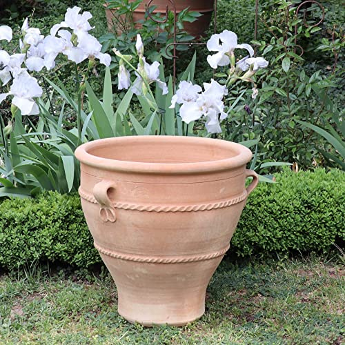 Palatina Werkstatt Pot de Fleurs en Terre Cuite Rose – Pot de Fleurs Fait à la Main en créte, résistant au Gel et résistant à l'hiver, avec poignées, pour Jardin, terrasse et Balcon (50 cm, Type 2)