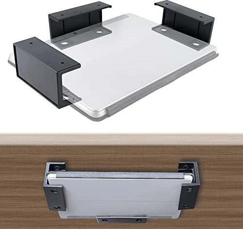 sciuU Supports Multifonctionnels sous Le Bureau - Rangement pour Ordinateur Portable, Tablette, Clavier etc. Gagnez de l’Espace et Améliorez Espace de Travail - Installation avec Vis ou Ruban Adhésif