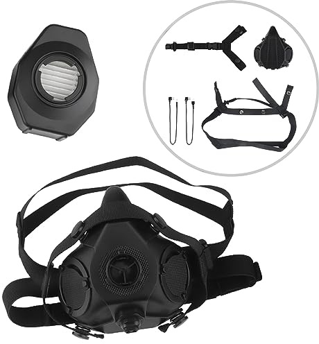 RASPIO Respirateur Tactique Spécial Microphone Intégré, Filtre Remplaçable Demi Masques à Gaz for Paintball Airsoft Wargame