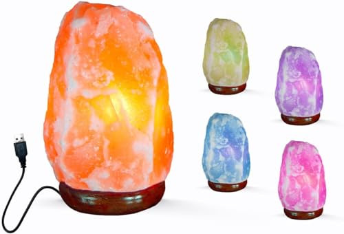 HIMALAYAN SALT ® autentisk certifierad rosa Himalaya-saltlampa olika storlekar och råa former eld boll hjärta pyramid led usb (rå usb)