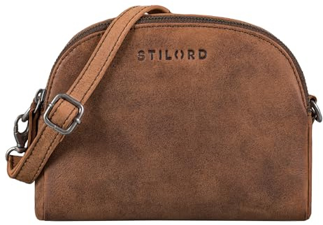 STILORD Mikasa Kleine Umhängetasche Damen Leder Handtasche Vintage Ledertasche zum Umhängen Elegante Abendtasche Frauen Freizeittasche Echtleder Farbe:eichen - braun