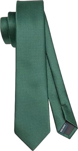 HISDERN Corbata para hombre, corbatas delgadas de 6cm, corbata de seda delgada verde oscuro, corbatas clásicas para fiesta de boda, trabajo de negocios