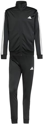adidas Men's Sportswear Basic 3 Stripes Tricot Track Suit, Black, L Tall