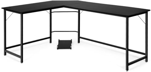 LIFEZEAL L kontorsskrivbord, hörnskrivbord för 2–3 datorer, platsbesparande arbetsbord med CPU-fack, arbetsstation, max 100 kg, 167,5 x 125,5 x 73,5 cm (svart)