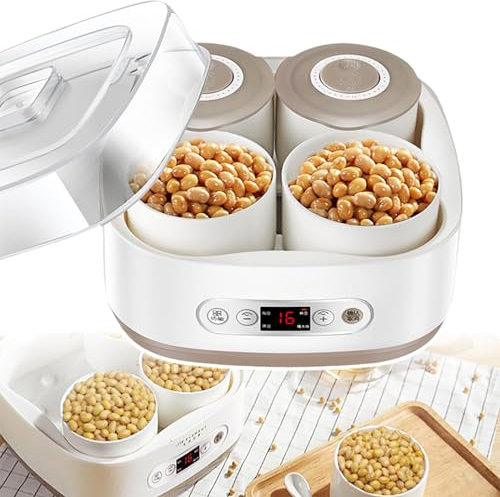 Fermentadora De Yogur Eléctrica, Con Control De Temperatura Ajustable Y 4 Recipientes De Cerámica, Máquina De Yogur Automática De 2 L Para Tienda De Postres Y Bar En Casa