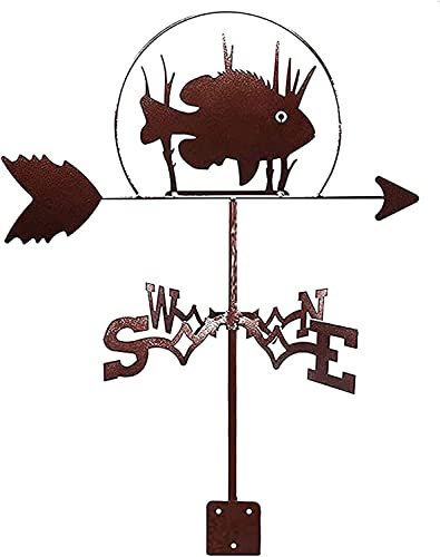 Generic Wetterfahne Fisch Design Wetterfahne Mit Anti-Rost Beschichtung Für Outdoor Fishery Decor Windrichtungsanzeiger Mit Montagehalterung/Fische/35 * 50Cm