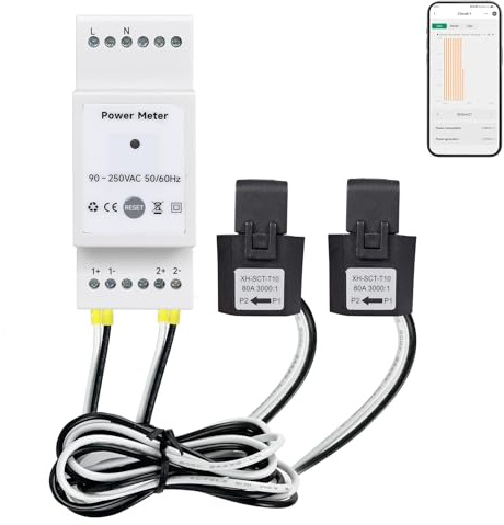 Intelligenter Energiemonitor – Tuya-konform, einphasig, Echtzeit-Spannung, Strom, Leistungsfaktor und aktive Leistungsmessung, mobile App-Steuerung, Alexa- und Google-Sprachunterstützung
