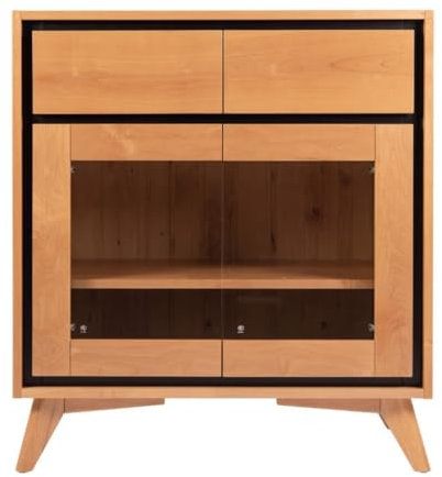 FEELIN Sideboard Drinks Cabinet Nordic Simple Sideboard Wooden Sideboard Living Room Decorative Cabinet Glass Door Bathroom Storage Cabinet Sideboards for Living Room