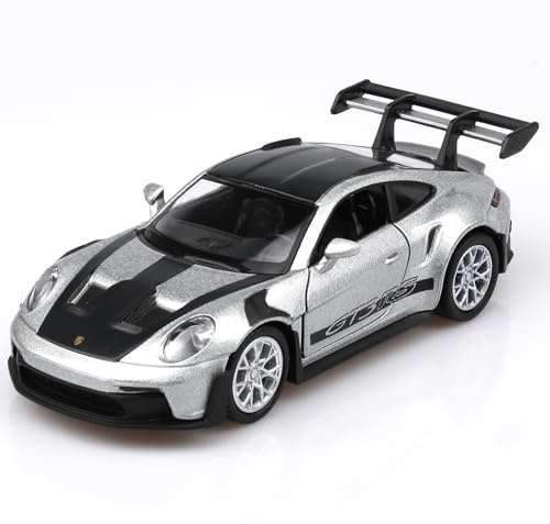 TOKAXI 1/36 skala Porsche 911 GT3 Diecast modellbilar, pull-up fordon, Porsche 911 leksaksbil, bilar presenter till pojkar och flickor (silver)