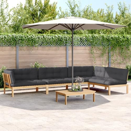 Juroupi 5-TLG. Garten-Sofagarnitur aus Paletten mit Kissen GartenmöBel Set Lounge Sofa Outdoor Gartenlounge Outdoor Akazienholz - 3209385