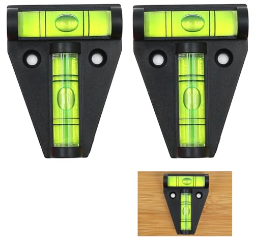 2 Stück T-Wasserwaage, 2-Wege-Wasserwaage, kleine Kreuz-Check-Wasserwaage, Mini-Wohnwagen-Nivelliergeräte, Wohnmobil-Gadgets, Nivelliergeräte (schwarze T-Wasserwaage, 2)