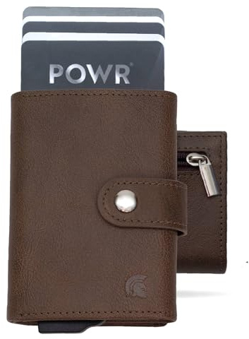 POWR Herrplånbok i Metall - Tunn Minimalistisk RFID-Blockerande Kreditkortshållare i Flygplansaluminium, Säker och Elegant Kortplånbok för Män med Pop-Up Funktion