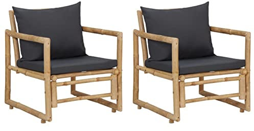 Iiaky Gartenstühle mit Kissen 2 STK. Bambus Gartenhocker Klappbar Fauteuil Camping