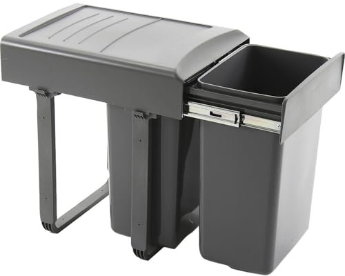 EKOTECH Mega 40 Poubelle encastrable en plastique Gris 2 x 20 l