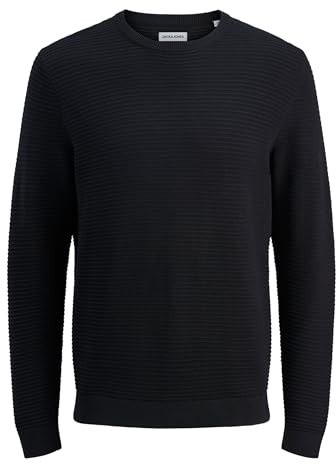 JACK & JONES Jjotto Knit Crew Neck Aw25, Negro, S