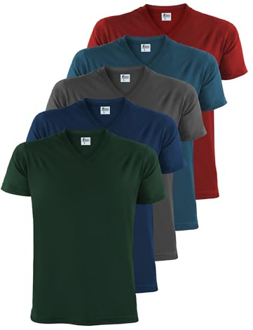 ALPIDEX T-Shirt Herr 5 Pack V-Neck V-Ringad 100% Bomull Kortärmad Earth XXL