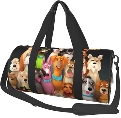 Sporttasche für Damen und Herren, Reisetasche, Reisetasche, für Hunde, Wochenendtasche, Segeltuch, Handgepäck, Übernachtungstasche, für Reisen, Schwimmen, Fitness, Workout, Sport, Seesack, Schwarz,
