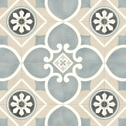 Sol Vinyle Style - Carreaux de Ciment Florence - Beige - Rouleau de 4m x 3.00m