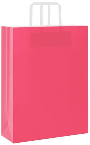 vidaXL Papiertragetaschen 50 Stk., Papiertüten mit Henkeln, Kraftpapiertüten, Geschenktüten für Einkaufen Hochzeiten Verpackungen Partys Geburtstag Weihnachten, Rosa 32x12x42cm