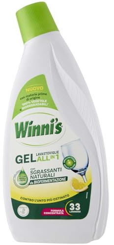Detersivo Gel Lavastoviglie Ipoallergenico, 33 Lavaggi, Azione Detergente, Sgrassante e Brillantante, Fragranza di Limone, con Materie Prime di Origine Vegetale, 561 ml