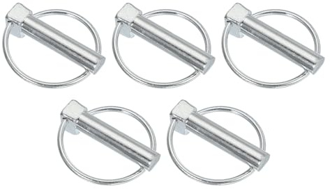 PATIKIL 5 Stück Metall Klappsplinte 12mm Durchmesser, 50mm Lange Steckbolzen mit Sicherung O Ringe, Kohlenstoffstahl Sicherungsbolzen Splinte für Anhänger Traktor LKW Rasenmäher, Silber