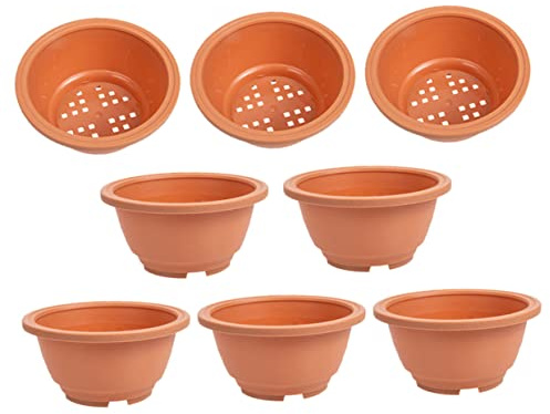 iplusmile Macetas de Plástico Conjunto de 8 para Jardinería Fáciles de Limpiar Orificios de Drenaje Adecuado para Plantas en Interiores y Exteriores