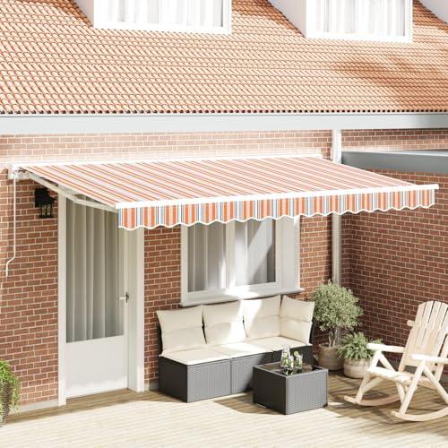 Housse de store pour cadre de 4 x 2 m, rayures colorées, tissu polyester, extensible, pour terrasse, jardin, balcon, protection solaire