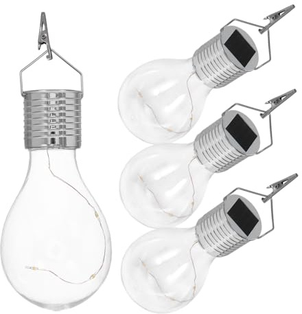 Hemobllo Lampadario Solare in Filo Rame Lampadine a LED Luce Sospesa per Esterni Decorazione da Giardino 4 Pezzi