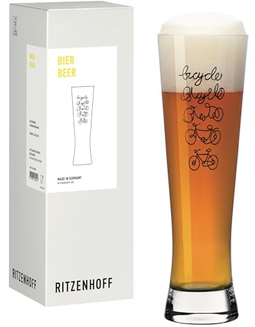 RITZENHOFF 8261002 Verre à bière 330 ml – Série Radsport – Motif avec inscription bicycle Noir – Fabriqué en Allemagne