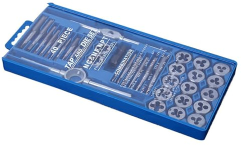 Lot de 40 tarauds et filières avec étui de rangement Outil de filetage complet Outil de coupe de filetage pour usage professionnel et domestique Taraud de haute précision