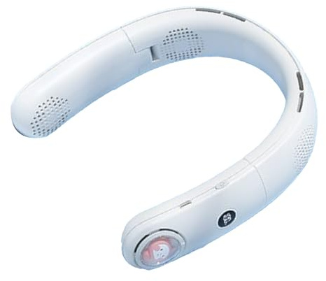 Pilipane Ventilador de cuello mini Halter USB Cartoon recargable Batería de 4000 mAh 4 Core INMOMENTE Portable Ventilador Digital Digital Plegable para actividades al aire libre Trabajo en