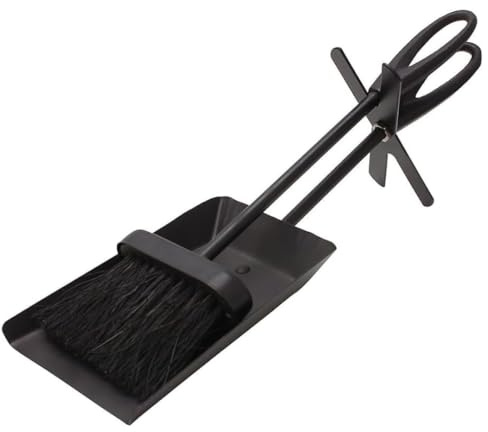 Valiant Fireside Ash Brush & Shovel Hearth Tidy Set | 38 cm Cast Iron Handles | Durable Fireplace, Stove, BBQ & Fire Pit Cleaning Tools
