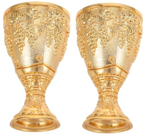 COLLBATH Copa de Cáliz Retro de Aleación de Zinc 2 Piezas Dorado