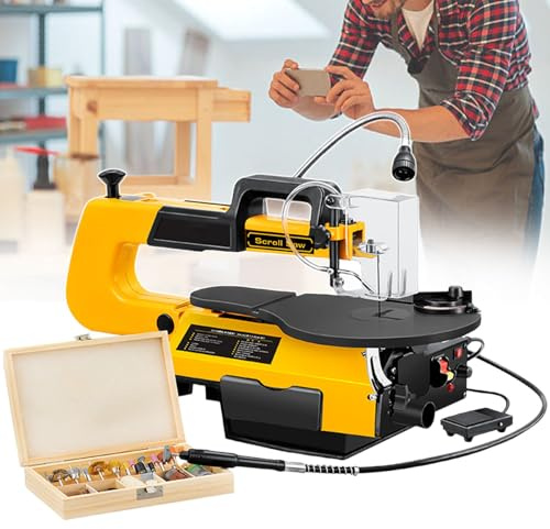 Sega Da Traforo Da Tavolo, Macchina Per Il Taglio Del Legno Da 16 Pollici, Piano Di Lavoro Regolabile Da 0 A 45°, Seghetto Da Traforo A Velocità Variabile Da 550 A 1650 Giri/Min