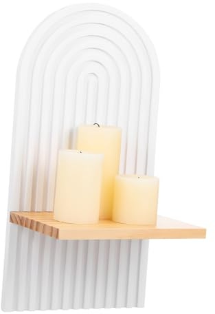 TOYANDONA Mensola Galleggiante Rustica in Legno Massello Bianco, Supporto da Parete Multifunzionale per Decorazioni Murali, Portacandele e Piante, Organizer Salvaspazio per Soggiorno e Bagno