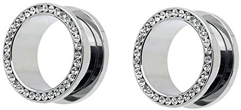 RDSGYZ 2 st silver stretchstavar, unik, kroppspiercing, tunnel, expanderare, allergivänlig, rostfritt stål, öronproppar, kontakt med zirkon, för unisex, 12mm(1/2''), Rostfritt stål, Kubisk zirkon